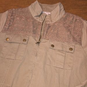 Blue Pepper Taupe Full Zip Jacket Lace Detail M